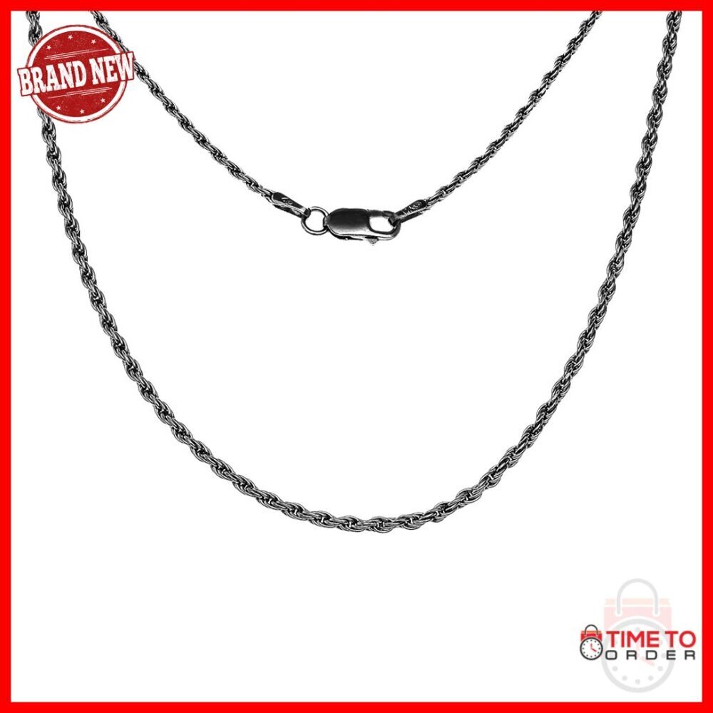 Sterling Silver Rope Chain Necklace, 1.5mm, 18 Inch, Vintage Style